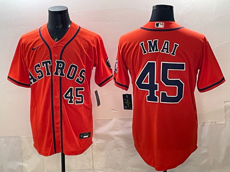 Men 2026 Houston Astros #45 Imai Orange Game Nike MLB Jersey style 004